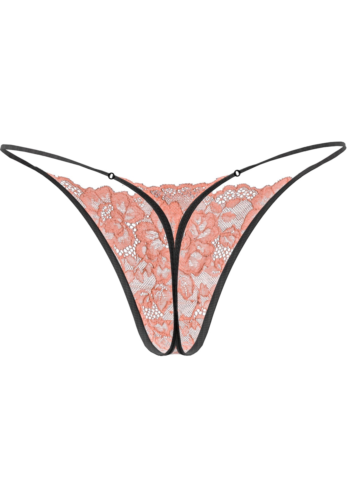 "Athena" - Tanga din dantelă în culoarea piersică, cu talie reglabilă