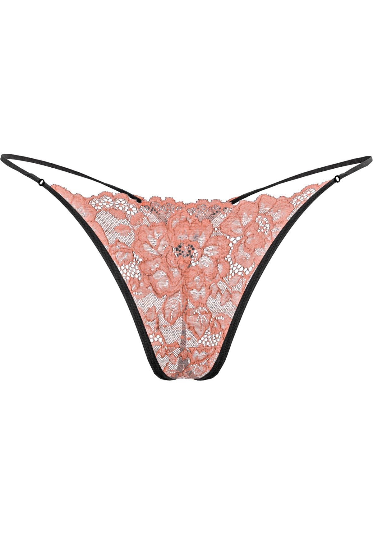"Athena" - Tanga din dantelă în culoarea piersică, cu talie reglabilă