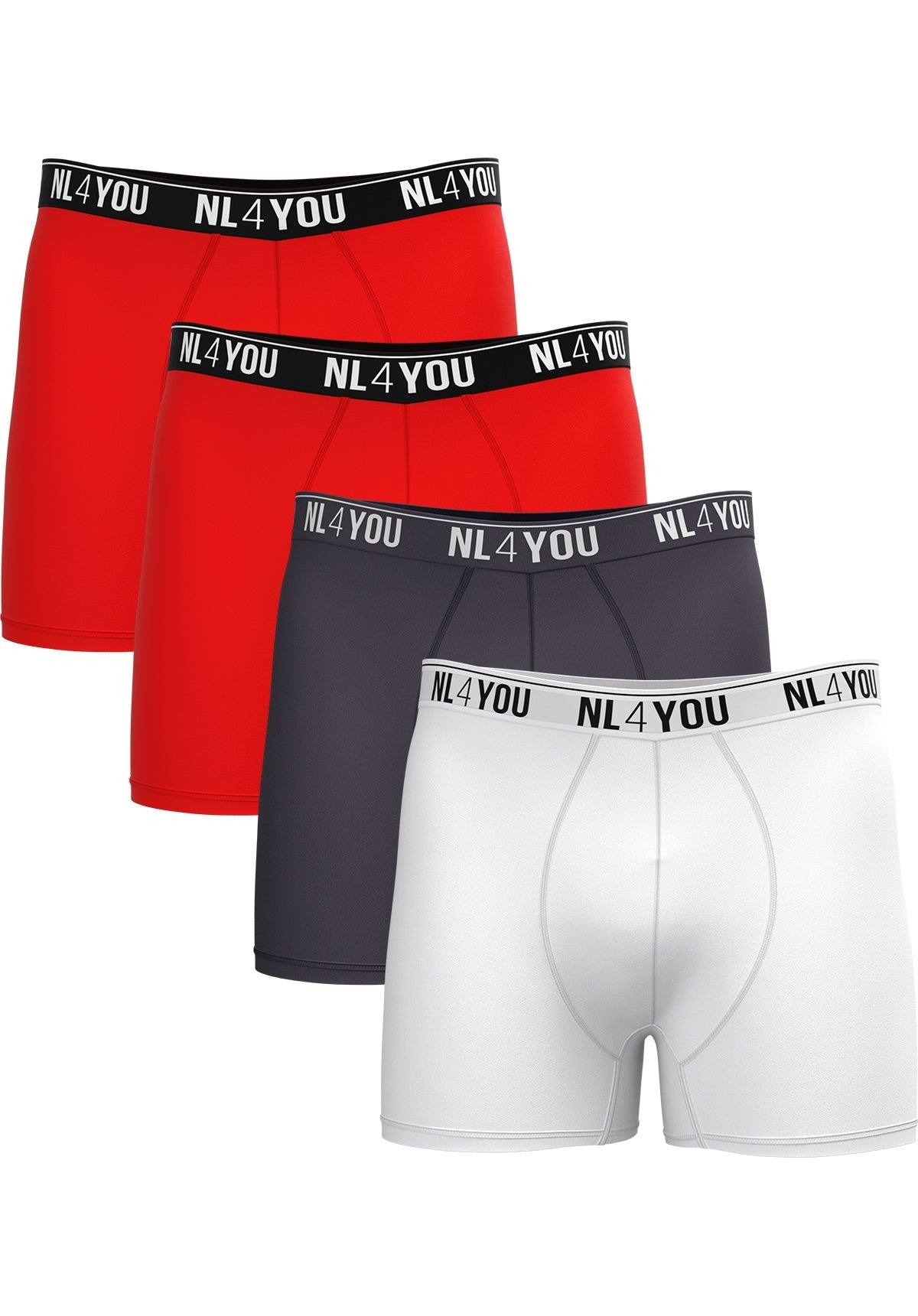 4 Boxers for the Price of 3 - Cotton Men's Boxers - Red + 2 Colors of Choice