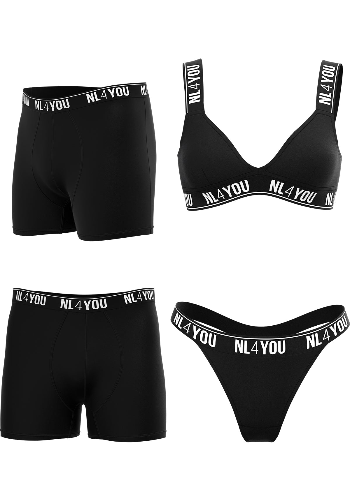 "Matching Couple Set" - Pachet promoțional de lenjerie intimă pentru cupluri: Set pentru femei + 2 boxeri pentru bărbați, culoare la alegere
