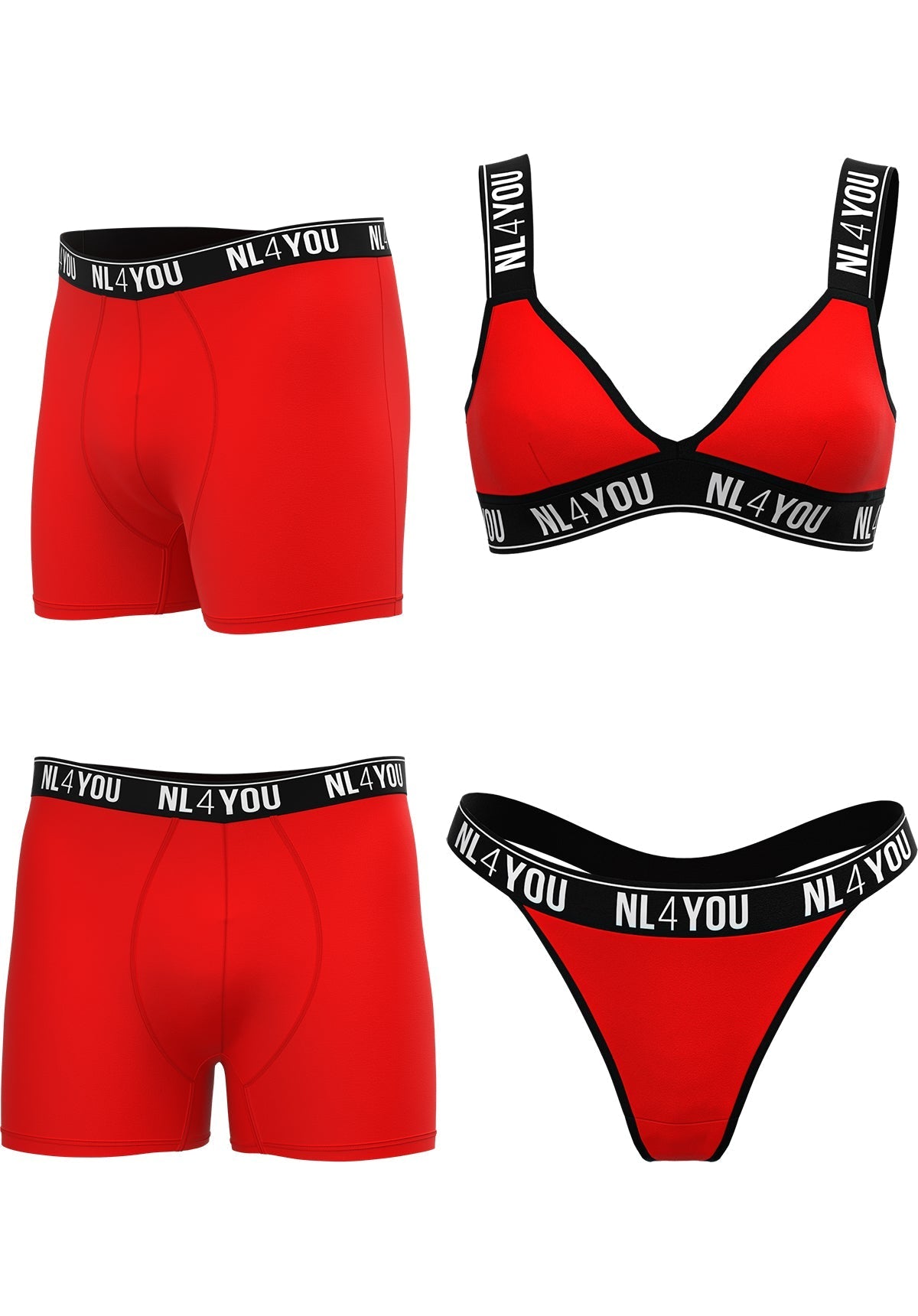 "Matching Couple Set" - Pachet promoțional de lenjerie intimă pentru cupluri: Set pentru femei + 2 boxeri pentru bărbați, culoare la alegere