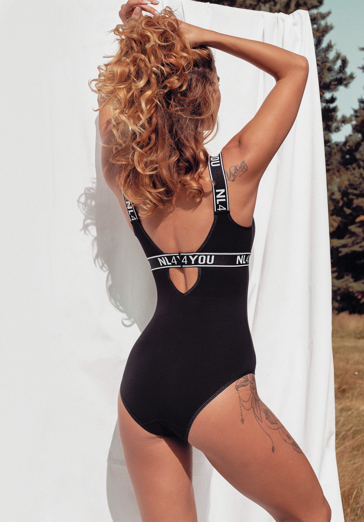 "All Black Cup" - Cotton Bodysuit Thong/Briefs
