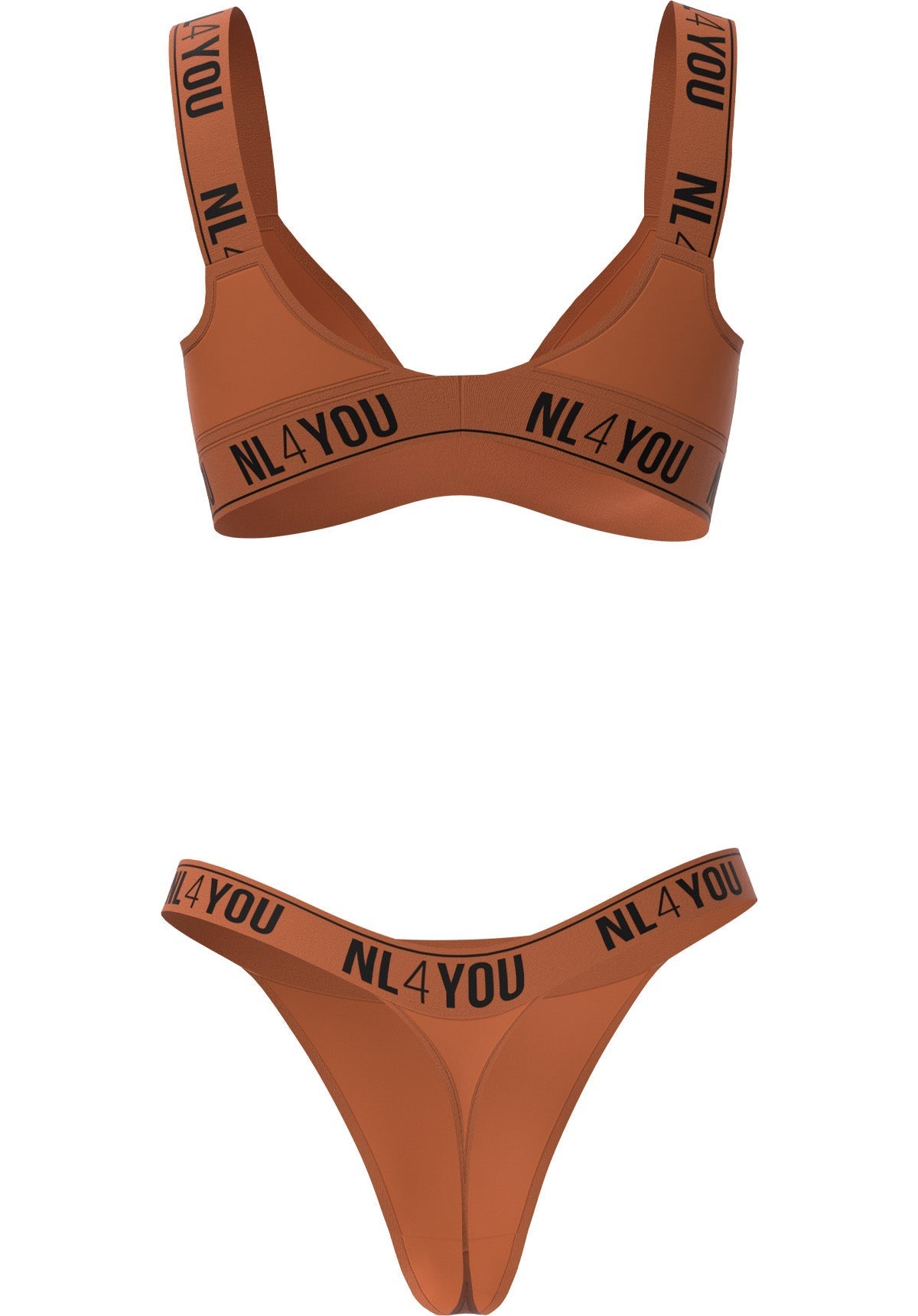 "Dark Brick" - Set de bumbac triunghiular de Bralette și tanga/chiloți