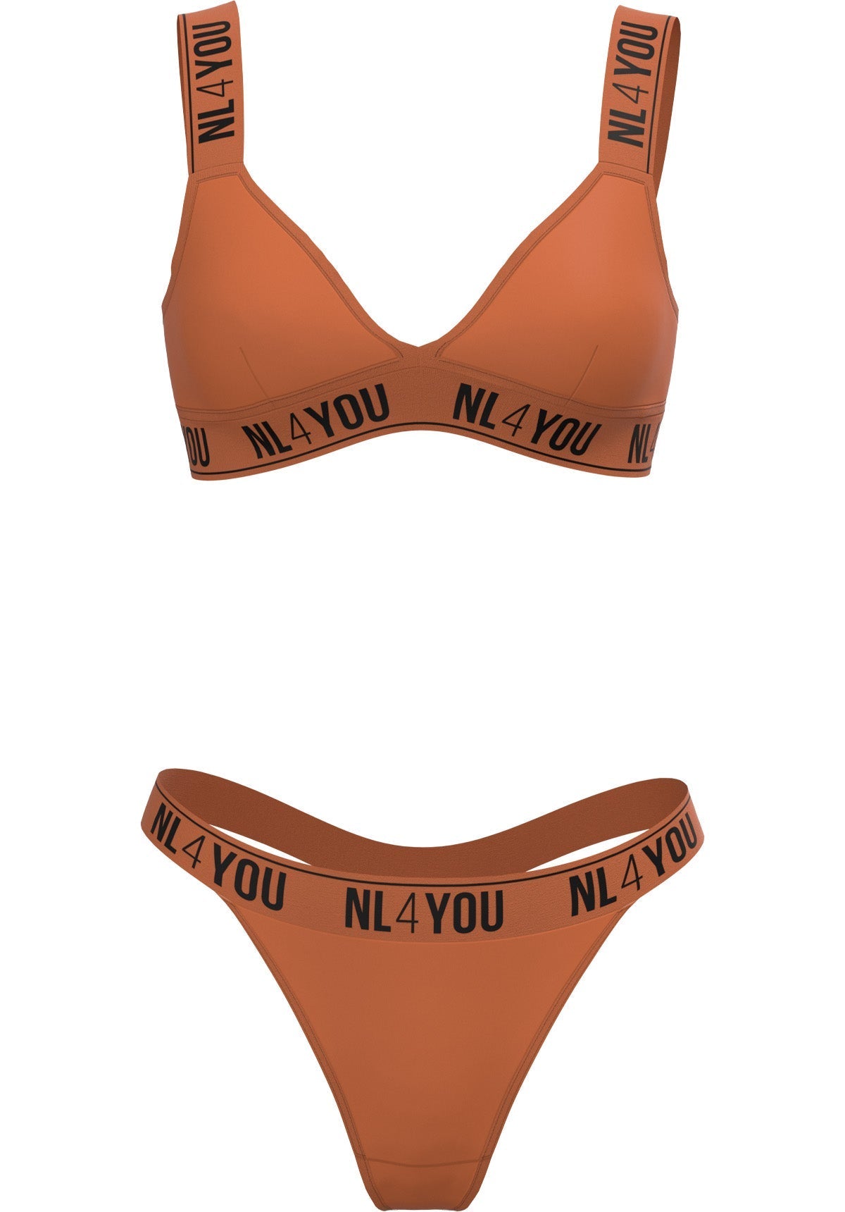 "Dark Brick" - Set de bumbac triunghiular de Bralette și tanga/chiloți