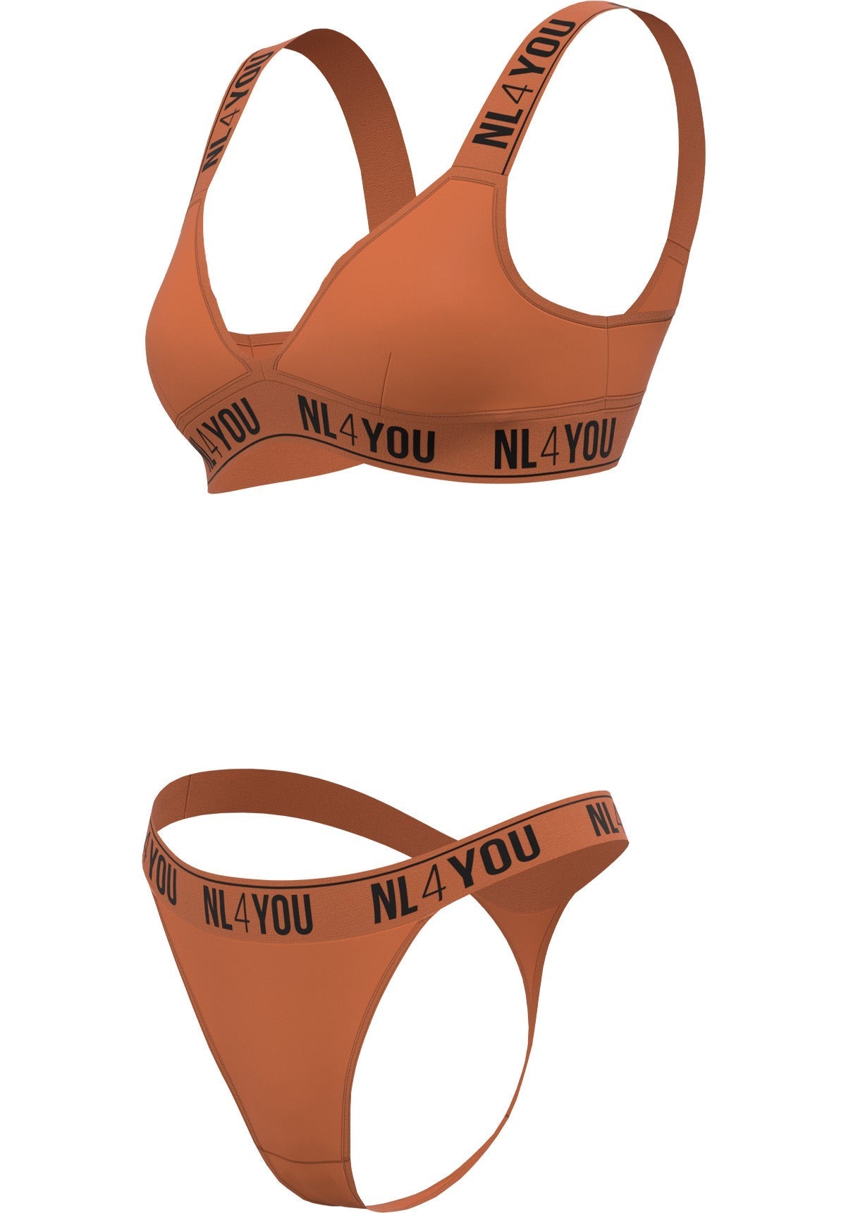 "Dark Brick" - Set de bumbac triunghiular de Bralette și tanga/chiloți